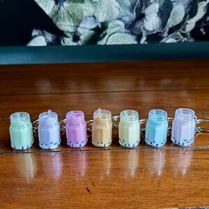 NEW 7-Pc Mini Boba Tea Keychains, 7 Different Colors